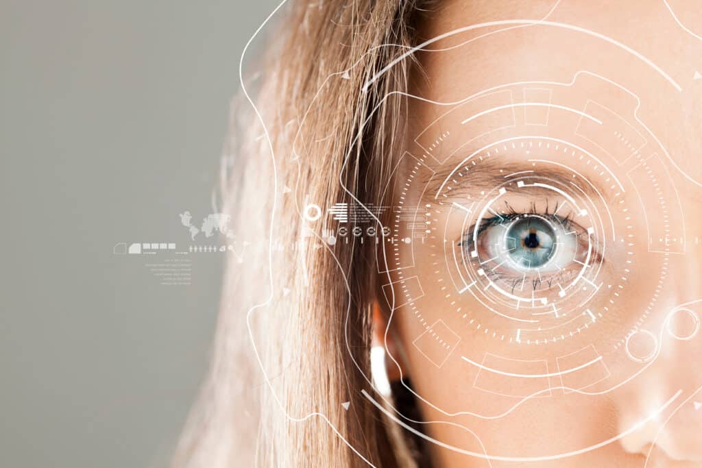 Human Eye And Graphical Interface. Smart Wearable Technology Con